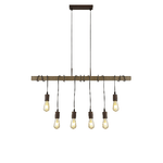 Lampadario Industrial-Nordico Fienile Acciaio Marrone 6 Luci E27