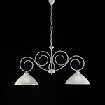 Be Light Bilanciere Classico 2 Luci Ferro Battuto Bianco Shabby Vetro Bianco Serie Milly