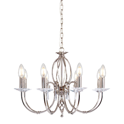 Lampadario Classico Aegean Acciaio Nichel Lucido 8 Luci E14