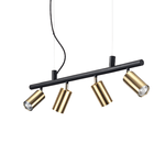 Lampadario Moderna Dynamite Metallo Ottone 4 Luci Gu10 7W 3000K Luce Calda