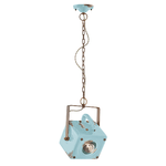 Lampadario Vintage Industrial Ferro E Ceramica Azzurro 1 Luce E27