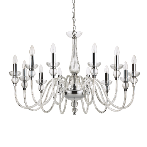 Lampadario Classico Doge Vetro Trasparente 12 Luci E14