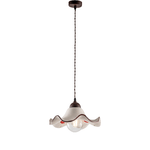 Be Light Sospensione 1 Luce Anemone In Ferro Laccato Ruggine E Ceramica Decorata