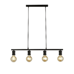 Lampadario Industrial-Nordico Danza Acciaio Nero 4 Luci E27