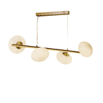 SearchLight Lampadario Contemporaneo Ciottolo Acciaio Ottone Vetro Bianco 4 Luci G9