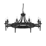 Lampadario Industrial-Nordico Cartwheel Ii Ferro Nero 8 Luci E14