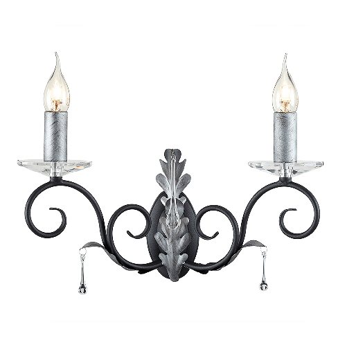 Applique Classica Amarilli Acciaio Nero Argento 2 Luci E14