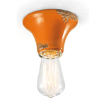 Plafoniera Vintage Tonda Piccola Ceramica Arancio 1 Luce E27