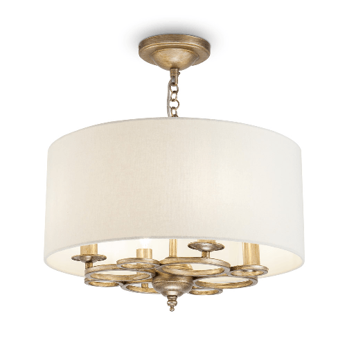 Lampadario-Contemporaneo-Anna-Metallo-Oro-4-Luci-Diffusori-In-Pvc-Crema