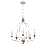 Lampadario Classico Hartsville Acciaio Gesso Slavato Legno Marrone 5 Luci E14