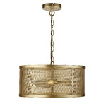 Lampadario Industrial-Nordico Rete Acciaio Oro 3 Luci E27