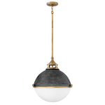 Lampadario Contemporaneo Fletcher Acciaio Zinco Antico Ottone 3 Luci E27