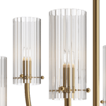 Lampadario-Contemporaneo-Arco-Metallo-Ottone-6-Luci-Diffusori-In-Vetro