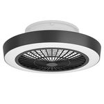 Plafoniere Ventilatore Sazan Acciaio E Abs Bianco-Nero Diff Acrilico Bianco