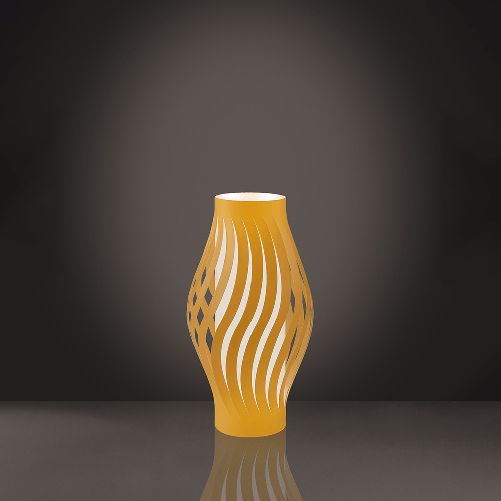 Lampada Da Tavolo Moderna 1 Luce Helios In Polilux Ocra H40 Made In Italy