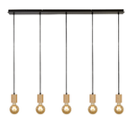 Lampadario Lineare Industrial-Nordico Spinoso Acciaio Nero Marrone 5 Luci E27