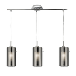 Lampadario Contemporaneo Duo 2 Acciaio Cromo Vetro 3 Luci E14