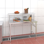 VidaXL Tavolo Lavoro Cucina con Ripiano 120x60x115 cm Acciaio Inox