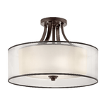 Lampadario Contemporaneo Lacey Metallo Bronzo Antico Tessuto 4 Luci E27