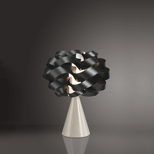 Lampada Da Tavolo A Cono 1 Luce Cloud In Polilux Nero Made In Italy