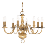 SearchLight Lampadario Classico Fiammingo Acciaio Ottone 8 Luci E14