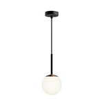 Lampadario Minimal Basic Form Piccola In Metallo Nero 1 Luce E Diffusore Bianco