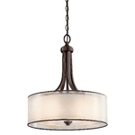 Lampadario Contemporaneo Lacey Acciaio Bronzo Antico Tessuto 4 Luci E27