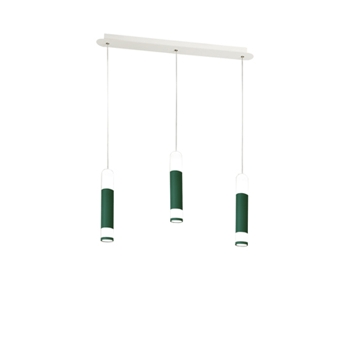 Sospensione Contemporanea Derby Verde Bosco Led 3X5+5W