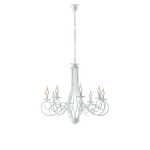 Lampadario Provenzale Candelabro Alma 8 Luci Ferro Battuto Bianco Shabby