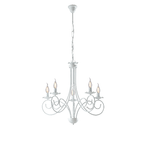 Lampadario Provenzale Candelabro Alma 5 Luci Ferro Battuto Bianco Shabby