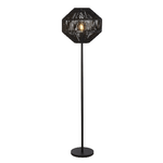 Piantana Industrial-Nordico Vimini Acciaio Nero Tessuto 1 Luce E27