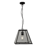 Sospensione Industrial-Nordico Lantern Noir Acciaio Nero Vetro 1 Luce E27