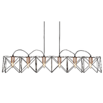 Lampadario Industrial-Nordico Antea Acciaio Nero Rame 6 Luci E27