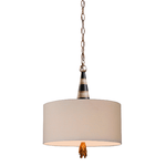 Lampadario Contemporaneo Flambeau Acciaio Nero Crema E Foglia Oro 2 Luci E27