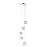 Lampadario Contemporaneo Ice Cube Acciaio Cromo Vetro Trasparente Led 5,2W 3000K