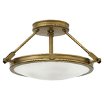 Lampadario Contemporaneo Collier Acciaio Ottone Antico Vetro 3 Luci E14