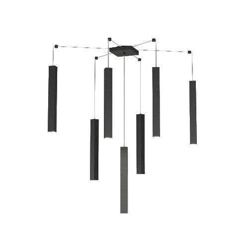 Sospensione Moderna Square Tube Metallo Nero 7 Luci Gu10