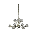 Lampadario Contemporaneo Bellis Ii Acciaio Ottone Vetro 9 Luci G9