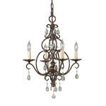 Lampadario Contemporaneo Chateau Acciaio Bronzo Moka Cristallo 4 Luci E14