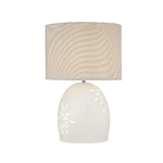 SearchLight Lampada Da Scrivania Contemporanea Cora Ceramica Bianco Tessuto Beige 1 Luce E27