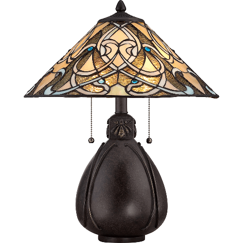 Abatjour Tiffany India Metallo Bronzo Imperiale 2 Luci E27