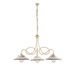 Lampadario Country Chic Bistrot 3 Luci Avorio Con Ceramica Vietrese