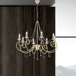 Lampadario Classico 8 Luci Ferro DecapÃ© Avorio e Cristalli Serie Elegant