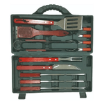 Sandrigarden Set per Barbecue 12 Pezzi Acciaio Inox e Legno in Valigetta