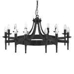 Lampadario Industrial-Nordico Cartwheel Ii Ferro Nero 12 Luci E14