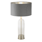 Lampada Scrivania Contemporanea Oxford Acciaio Ottone Tessuto Grigio 1 Luce E27