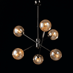 Sospensione Design Moderno Contemporaneo Cromo Nero Con Vetri 6 Luci Tresor