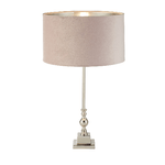 Lampada Da Scrivania Contemporanea Whitby Metallo Nichel Velluto Rosa 1 Luce E27