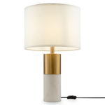 Maytoni Lampada Da Tavolo Moderno Bianco Metallo Ottone Paralume Tessuto 1 Luce E27 60W