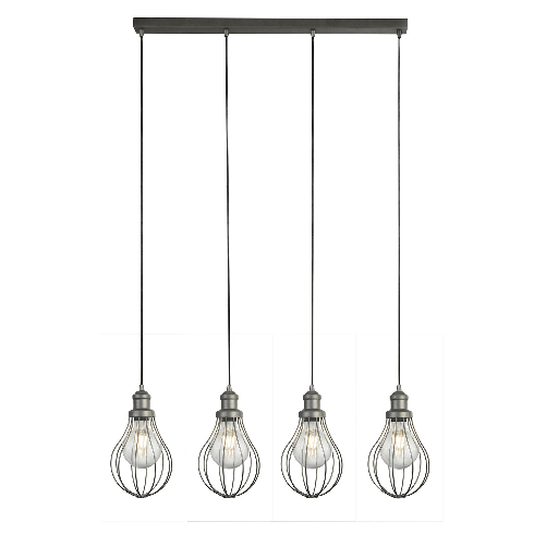 Lampadario Contemporaneo Balloon Acciaio Argento 4 Luci E27